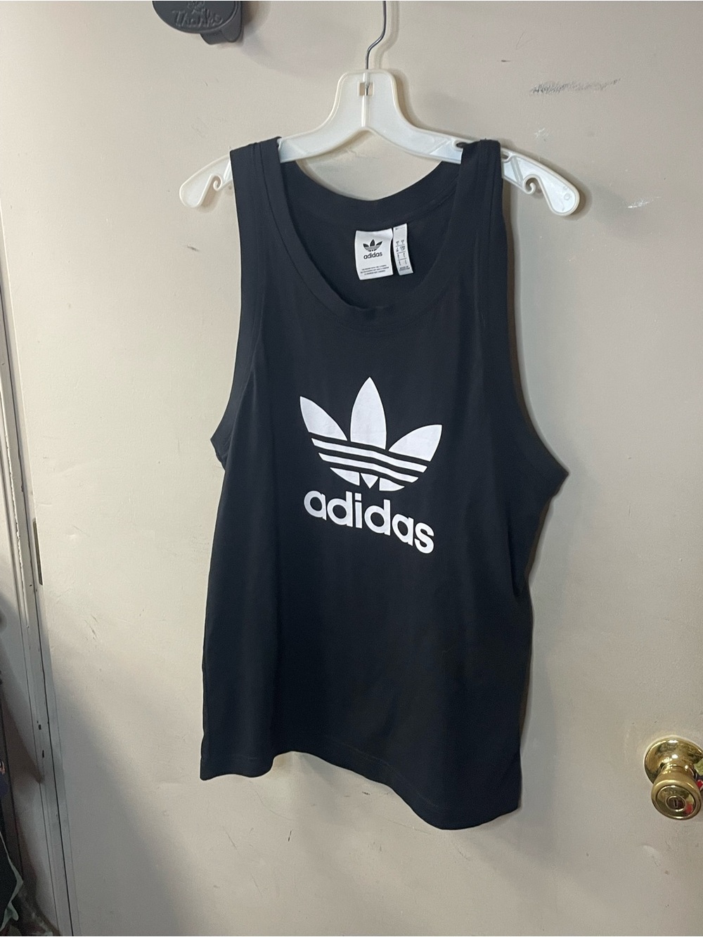 Adidas black & white large cut out sleeve mens size small tank top